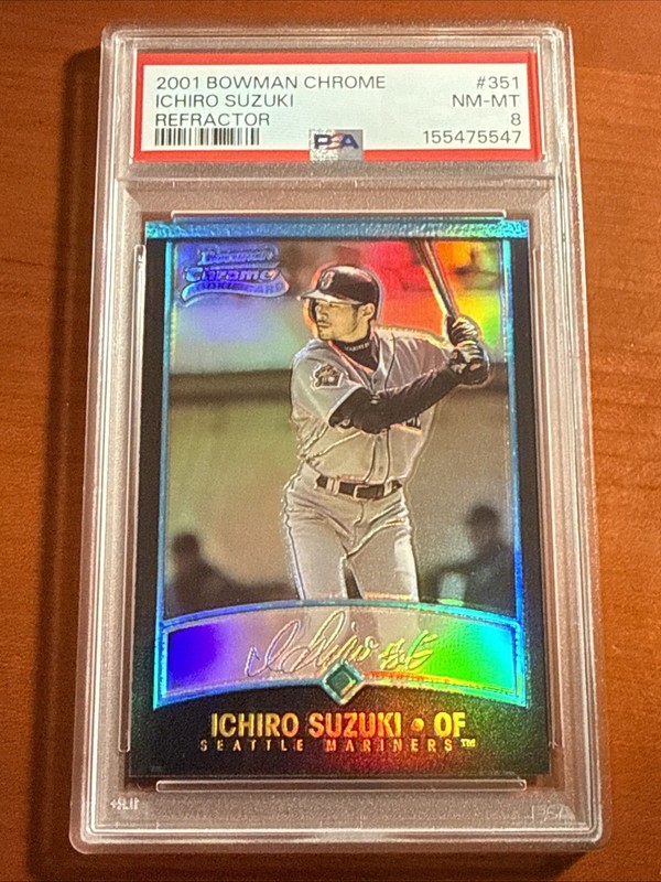 Ichiro Suzuki 2001 Bowman Chrome Refractor Rookie #351 PSA 8 NM-MT Mariners HOF