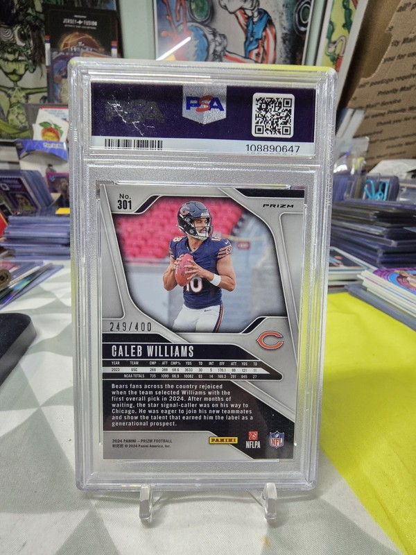 Caleb Williams 2024 Panini Prizm /400 Pandora Prizm Rookie PSA 9 #301 Bears RC view 2