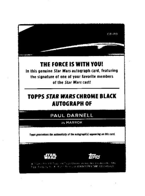 Paul Darnell Marrok 2025 Topps Star Wars Smugglers Outpost Chrome Black AUTO #PD view 2