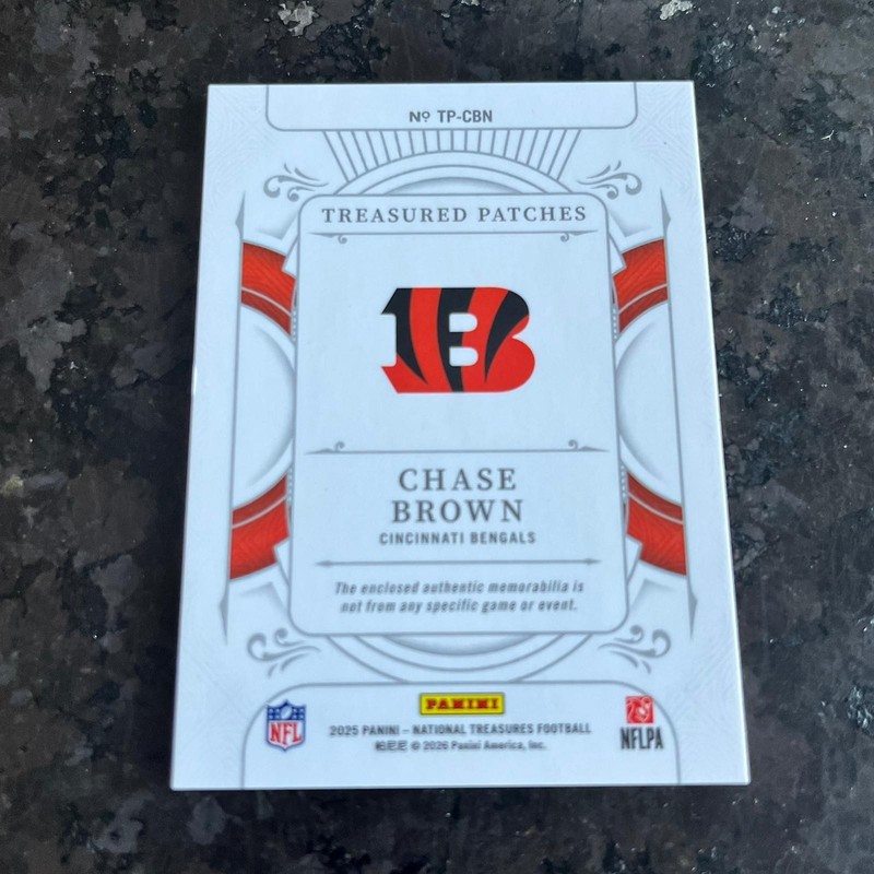 2025 National Treasures Treasured Patch Gold Chase Brown 01/10 1/1 Bengals view 2