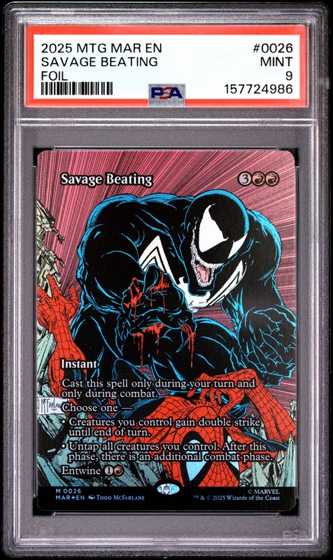 2025 Magic The Gathering Marvel'S Spider-Man #0026 Savage Beating PSA9