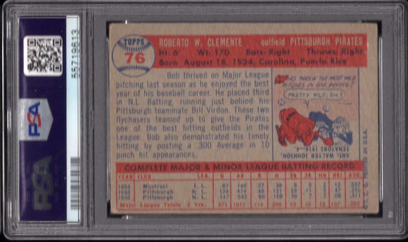 1957 Topps Roberto Clemente #76 PSA 3.5 VG+ -- beautiful image -- HOF -- Pirates view 2