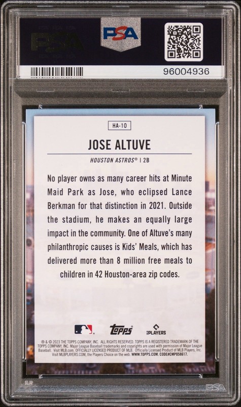 PSA 10 - 2023 Topps Baseball JOSE ALTUVE Home Field Advantage Case Hit SSP  view 2