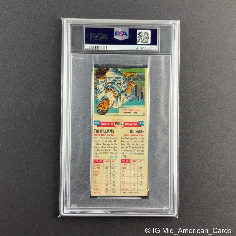 1955 Topps Doubleheaders TED WILLIAMS - 69 HAL SMITH - 70 (RC) PSA Authentic view 2