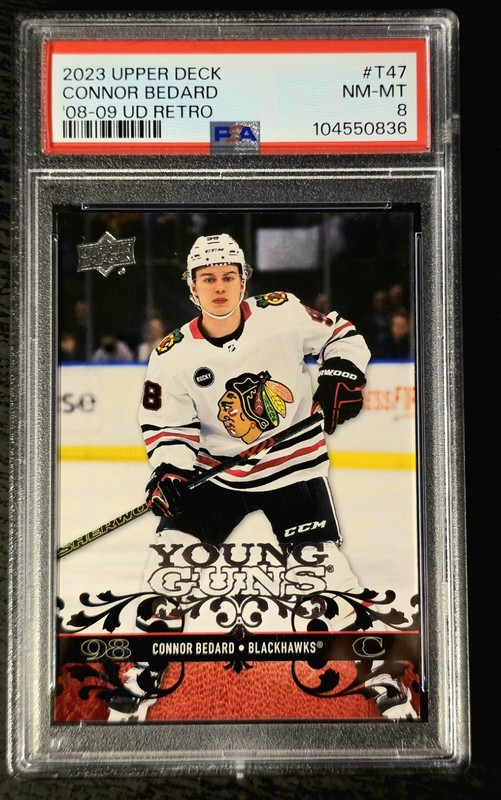 2023-24 Upper Deck Extended Series 08-09 Retro Young Guns Connor Bedard PSA 8