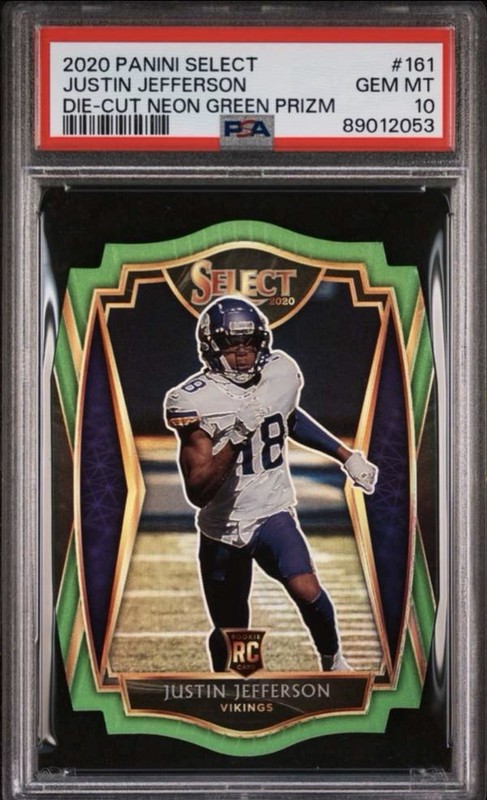 Panini 2020 Select Premier Level Justin Jefferson Vikings #161 RC PSA 10