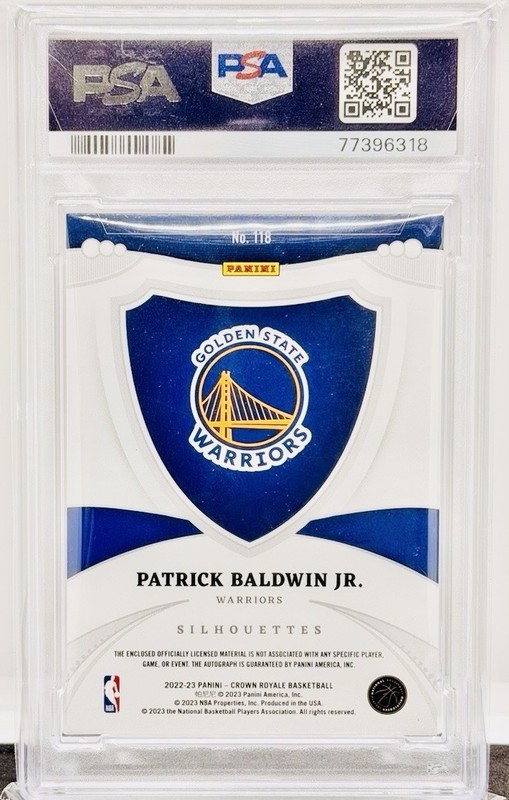 2022 Patrick Baldwin Jr /25 Crown Royale Silhouettes Prime RC Auto Patch PSA view 2