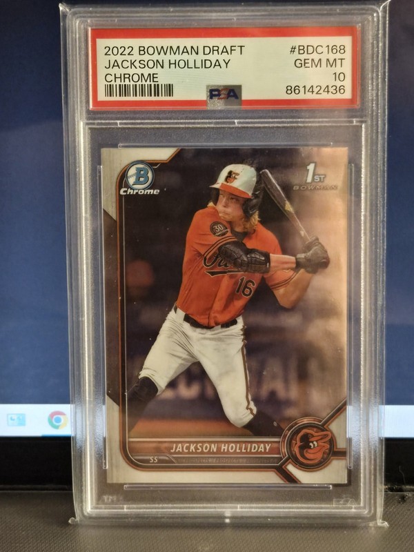 JACKSON HOLLIDAY ROOKIE CARD 2022 BOWMAN DRAFT  CHROME #BDC-168 PSA 10 RC