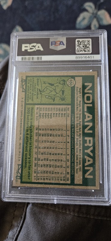 1977 Topps - Nolan Ryan #650 PSA 4 view 2