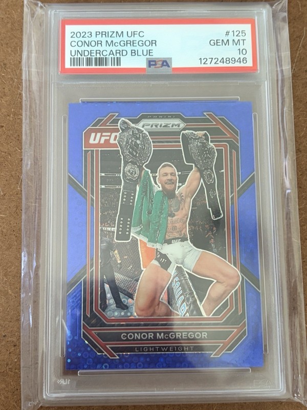 2023 Panini Prizm UFC Conor McGregor #125 Undercard Blue Prizm /25 PSA 10