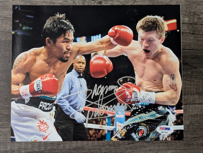 MANNY PACQUIAO SIGNED 8x10 with 'Pacman' Inscription PSA/DNA with RICKY HATTON