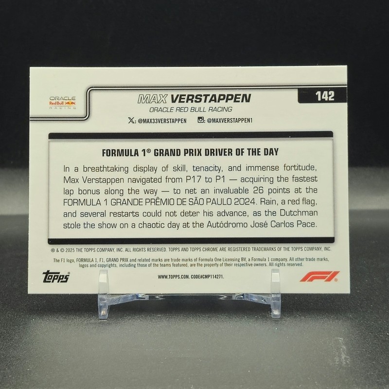 2025 Topps Chrome Formula 1 F1 Max Verstappen Green Refractor 90/99 #142 view 2