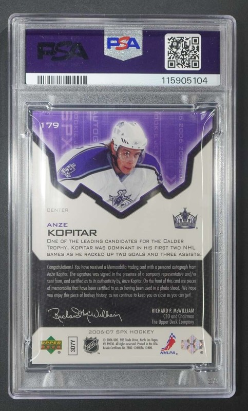 2006-07 SPx Anze Kopitar #179 Rookie Auto Autograph /1299 PSA 5 DA1531 view 2