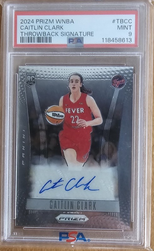 2024 PANINI PRIZM WNBA THROWBACK SIGNATURES #TBCC CAITLIN CLARK PSA 9 AUTO