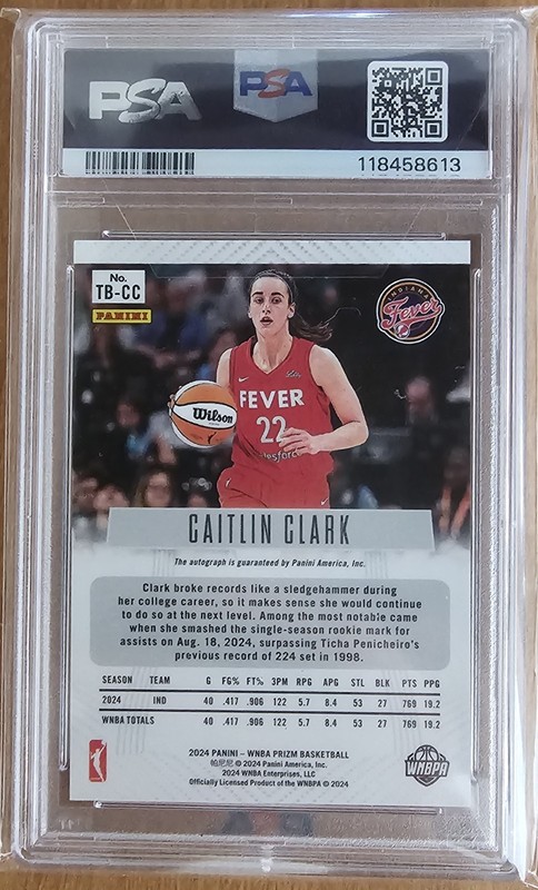 2024 PANINI PRIZM WNBA THROWBACK SIGNATURES #TBCC CAITLIN CLARK PSA 9 AUTO view 2