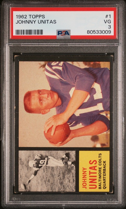 1962 Topps Johnny Unitas PSA 3 VG HOF #1 Football Card