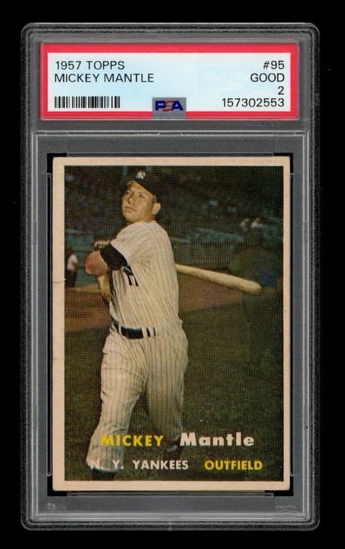 1957 Topps Set-Break # 95 Mickey Mantle PSA 2 GOOD