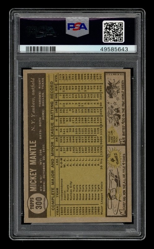 1961 Topps Set-Break #300 Mickey Mantle PSA 6 EX-MT view 2