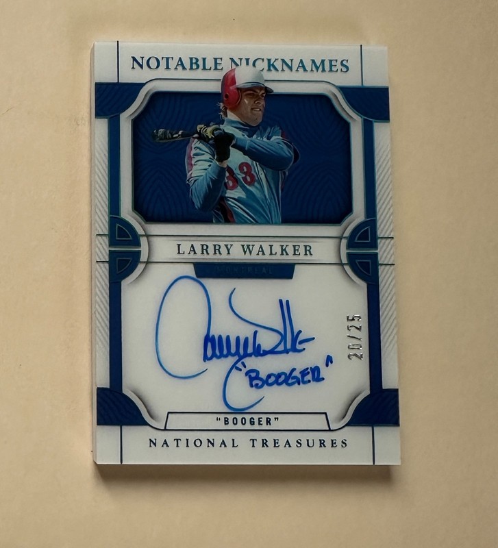 2023 Panini National Treasures Notable Nicknames Auto #5 Larry Walker /25 #X44
