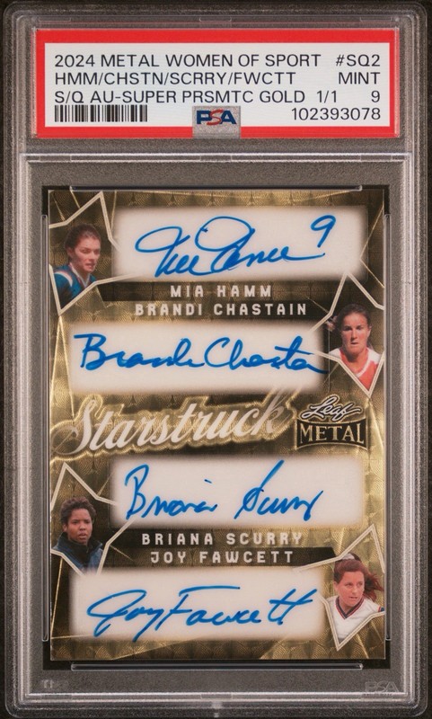 2024 Leaf Metal Quad Auto Hamm Chastain Scurry Fawcett USWNT GOLD 1/1 PSA 9