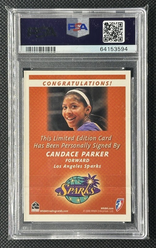 2008 Rittenhouse WNBA Candace Parker Rookie Autograph RC Auto PSA 9 view 2