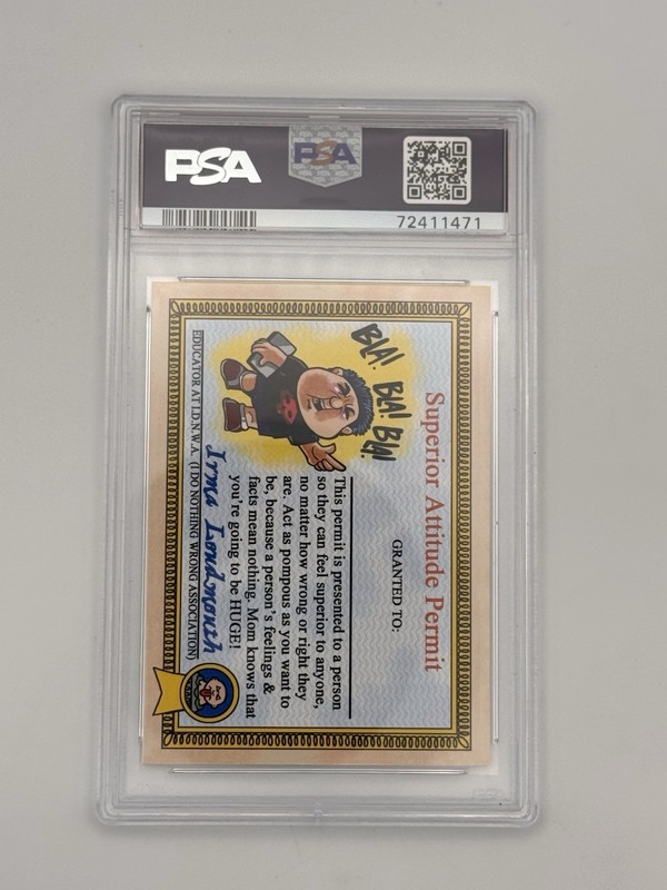 2020 Topps Garbage Pail Kids 35th Anniversary GREY-PARTY ARTIE #51a PSA 10 Gem view 2