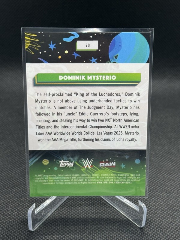 2026 WWE Topps Cosmic Chrome White Hole Dominik Mysterio SSP view 2