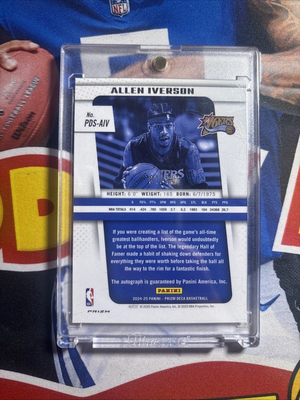 2024 Panini Prizm Deca Gold /10 Auto Allen Iverson Philadelphia 76Ers view 2
