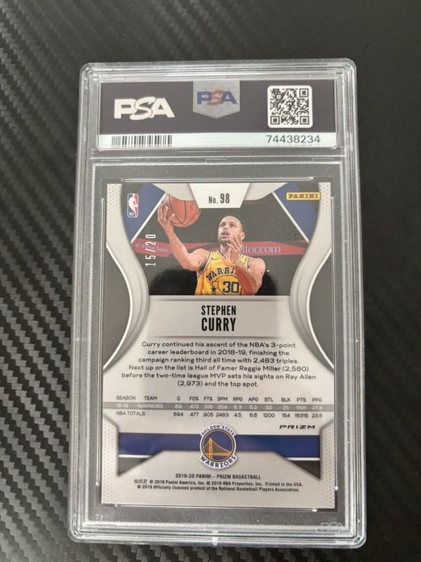 2019-20 Panini Prizm /20 Stephen Curry #98 Fast Break Bronze Prizm POP 1 PSA 10 view 2