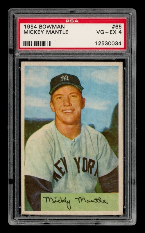 1954 Bowman Set-Break # 65 Mickey Mantle PSA 4 VG-EX