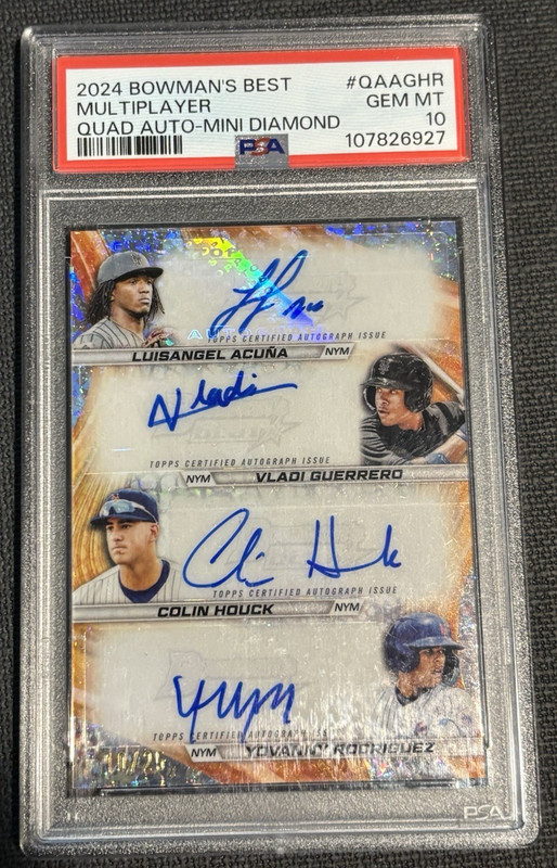 2024 BOWMAN'S BEST MINI DIAMOND AUTO ACUNA GUERRERO HOUCK RODRIGUEZ/25 PSA10