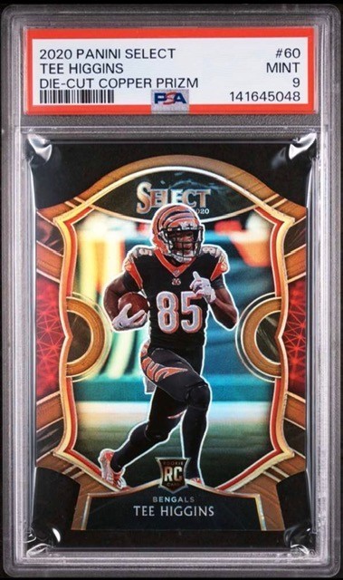 2020 Panini Select - Tee Higgins #60 Copper Prizm Die-Cut /355 (RC) PSA 9
