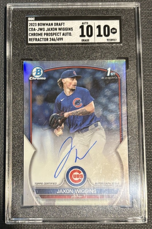 2023 BOWMAN CHROME JAXON WIGGINS ROOKIE AUTO  REFRACTOR /499 CUBS  TIGERS