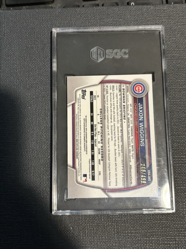 2023 BOWMAN CHROME JAXON WIGGINS ROOKIE AUTO  REFRACTOR /499 CUBS  TIGERS view 2