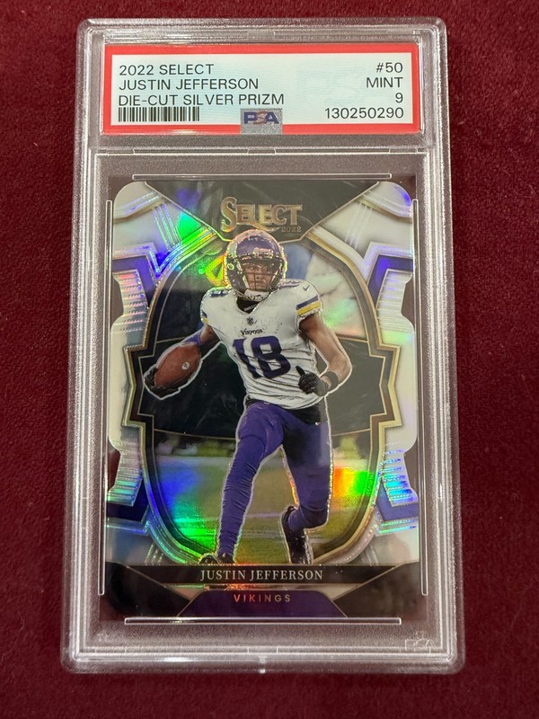 Justin Jefferson 2021 Select Silver Prizm Die-Cut Rookie Card RC PSA 9 Mint