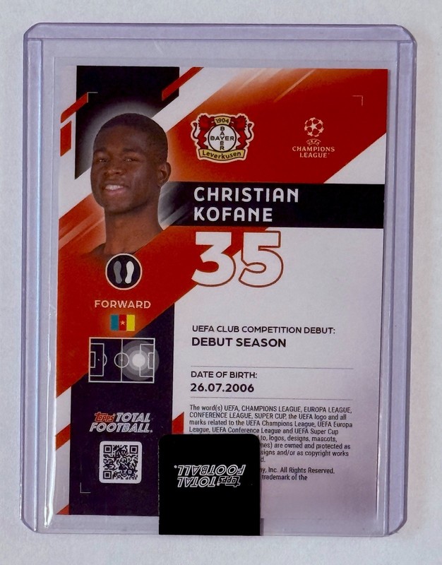 Christian Kofane RC /99 SEALED ROOKIE Topps Total Football 🇨🇲 view 2