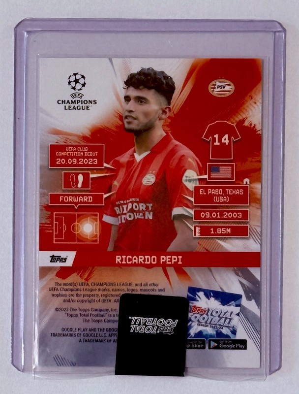 Ricardo Pepi /99 SEALED Topps Total Football UCL Total Performer 🇺🇸 view 2