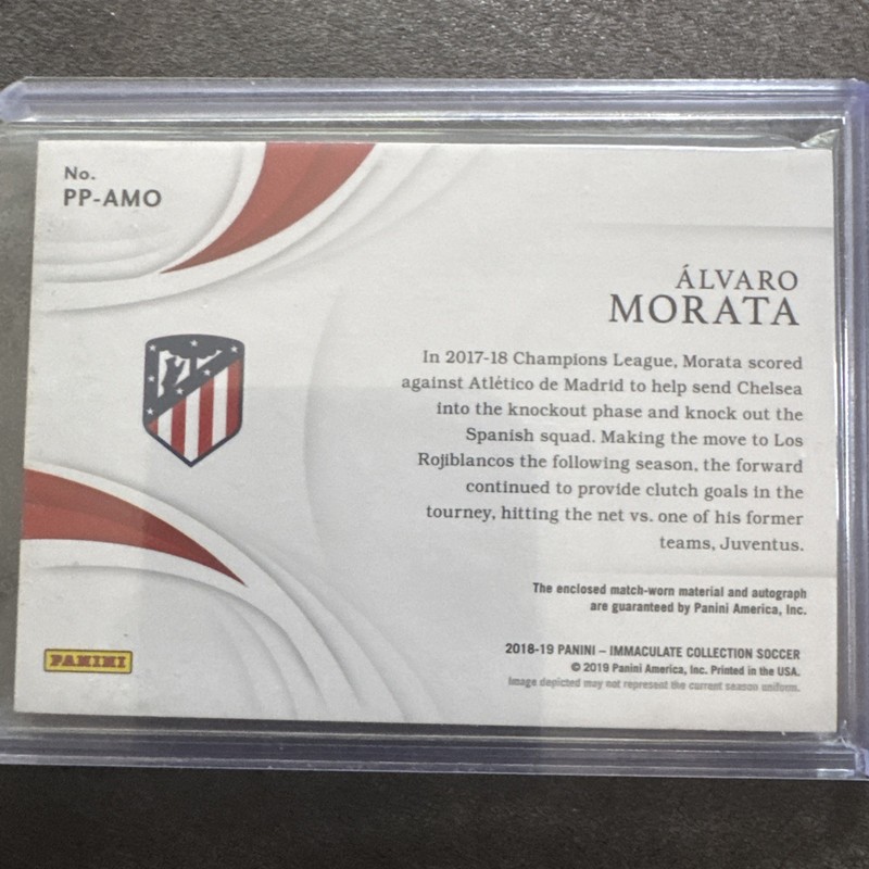 2018-19 Panini Immaculate Collection Alvaro Morata Match Worn Patch Auto #’d /22 view 2