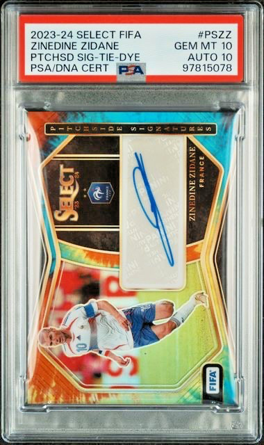 2023-24 PANINI SELECT FIFA ZINEDINE ZIDANE Auto Tie Dye /25 PSA 10/10 Pop 1!