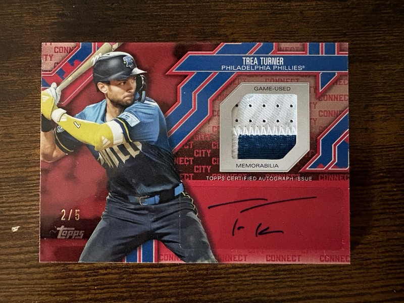 2025 Topps City Connect Trea Turner /5 #CCA2-TT Game-Used Relic Auto Color Match