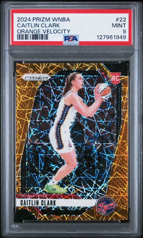 2024 PANINI PRIZM WNBA ORANGE VELOCITY #22 CAITLIN CLARK ROOKIE RC PSA 9