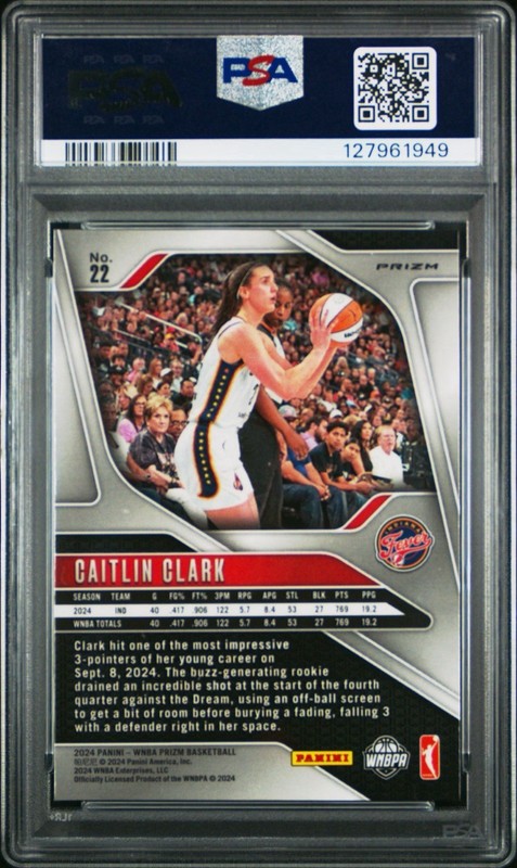2024 PANINI PRIZM WNBA ORANGE VELOCITY #22 CAITLIN CLARK ROOKIE RC PSA 9 view 2