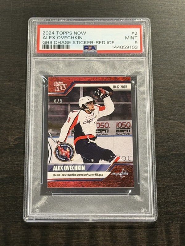 2024 NHL Topps Now ALEX OVECHKIN #2 GR8 Chase Sticker RED Ice /5 Mint PSA 9