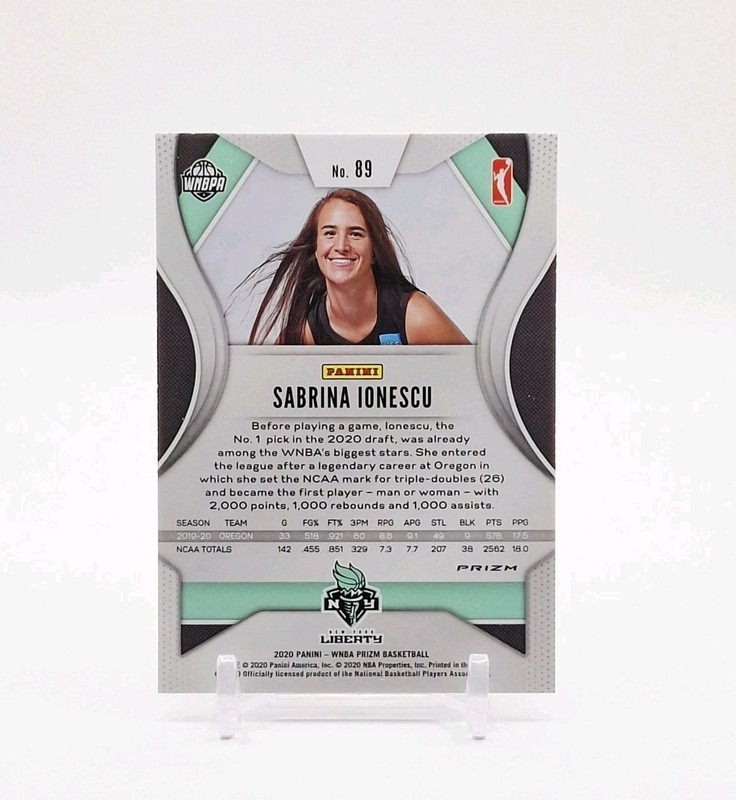 Sabrina Ionescu Silver Prizm RC 2020 Panini Prizm WNBA #89 NY Liberty Rookie SP view 2