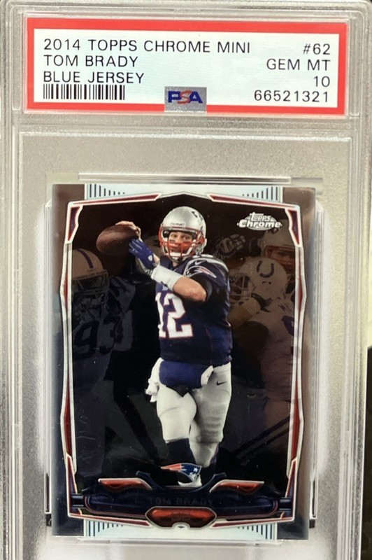 2014 TOPPS CHROME MINI #62 TOM BRADY PATRIOTS BLUE JERSEY PSA 10! 
