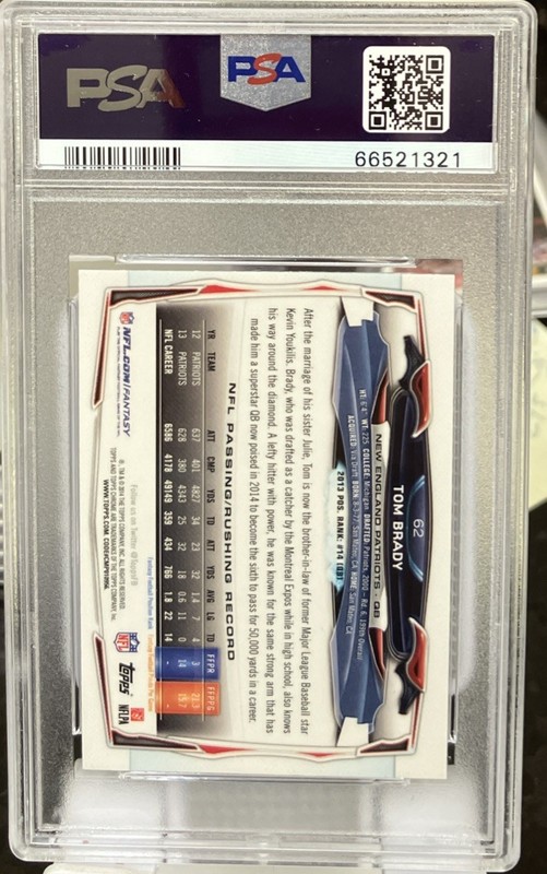 2014 TOPPS CHROME MINI #62 TOM BRADY PATRIOTS BLUE JERSEY PSA 10!  view 2