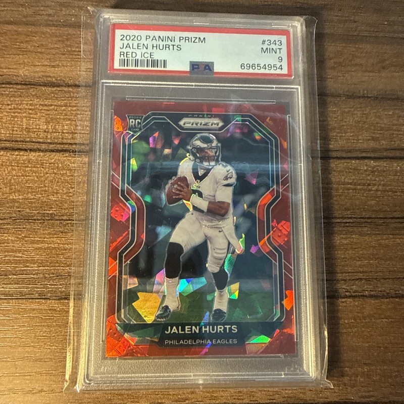 2020 Panini Prizm Jalen Hurts Red Ice RC No. 343 PSA 9 Eagles