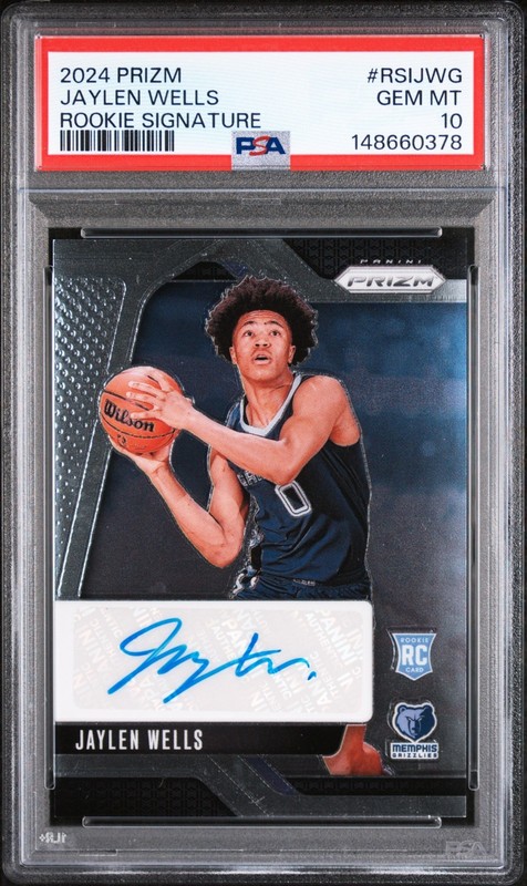 2024 Prizm Jaylen Wells ROOKIE SIGNATURE AUTO #RSIJWG Memphis Grizzlies PSA 10