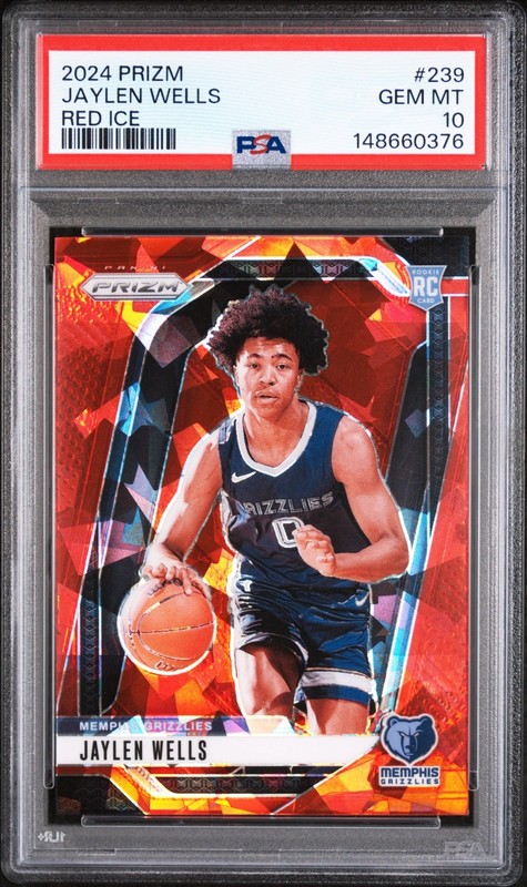 2024 Prizm Jaylen Wells RED ICE ROOKIE CARD #239 Memphis Grizzlies PSA 10💎