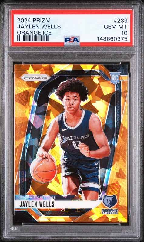 2024 Prizm Jaylen Wells ORANGE ICE ROOKIE CARD #239 Memphis Grizzlies PSA 10💎